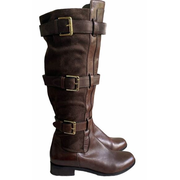 COLE HAAN NikeAir Leather Suede Buckle Knee High Boots Size 7 Riding Western - Picture 6 of 12